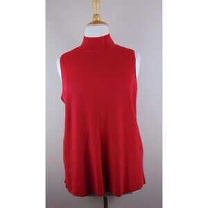 Chico's Size 4 XXL Red Knit MockNeck Sleeveless Top Cashmere Blend 2XL
